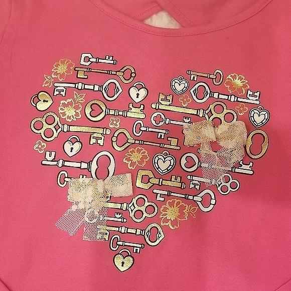Justice Girls Top Hot Pink Heart - Picture 3 of 11